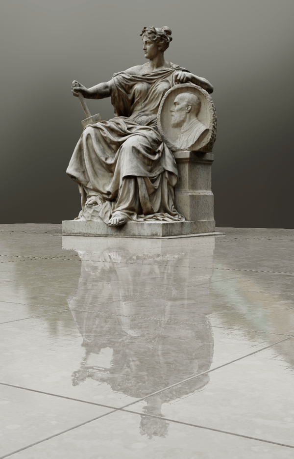 raytraced_reflections_statue_on_reflective_concrete_tiles.png